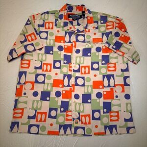 Pelle Pelle Marc Buchanan Abstract Pattern Button Up Shirt Mens XL